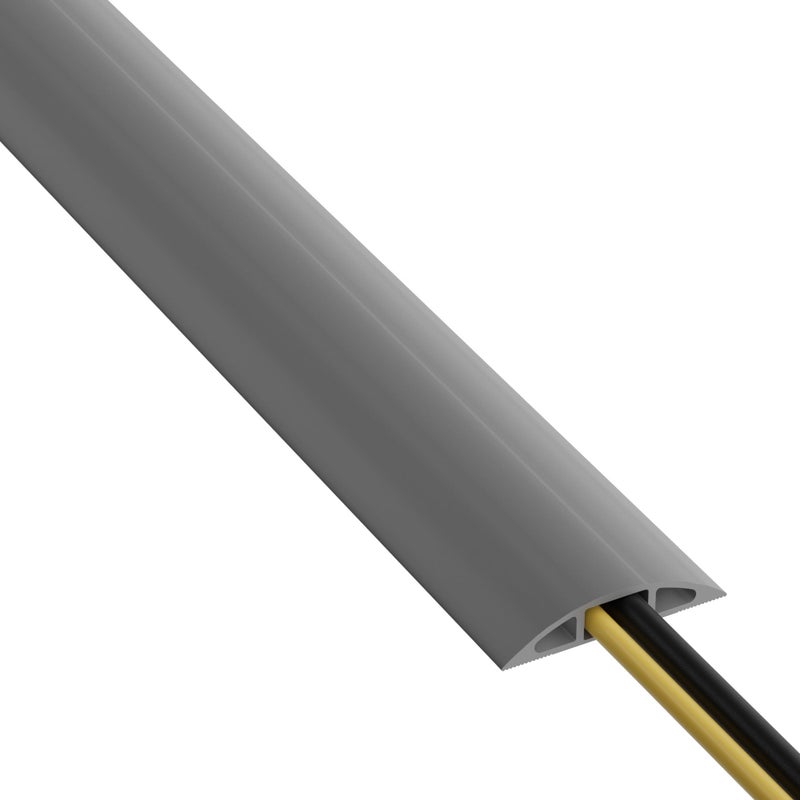 D-Line 6ft Floor Cord Cover, Cable Channel, Protect Cords, Prevent Trips - 0.63" W x 0.31" H - Gray - Image 1